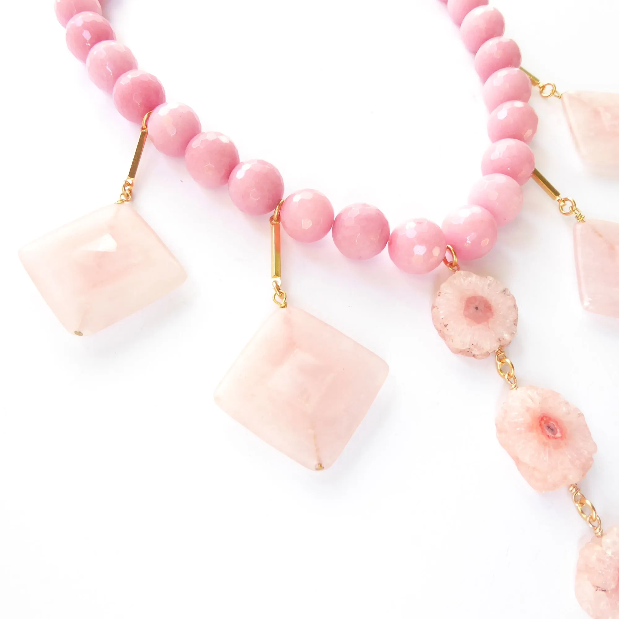 Pink geometric stone necklace