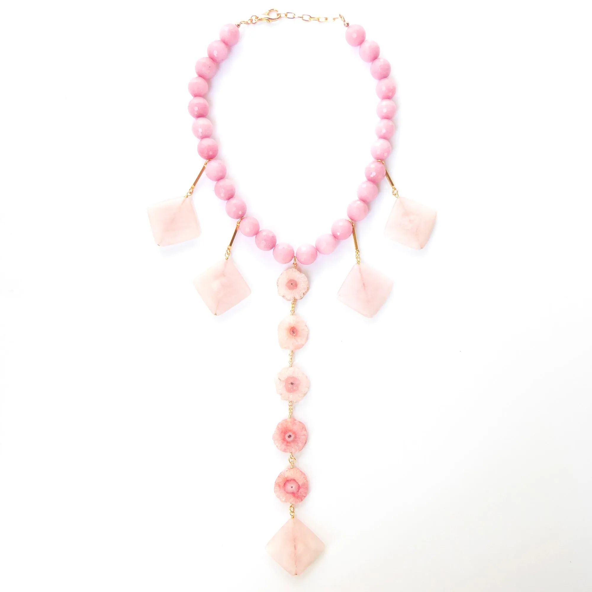 Pink geometric stone necklace