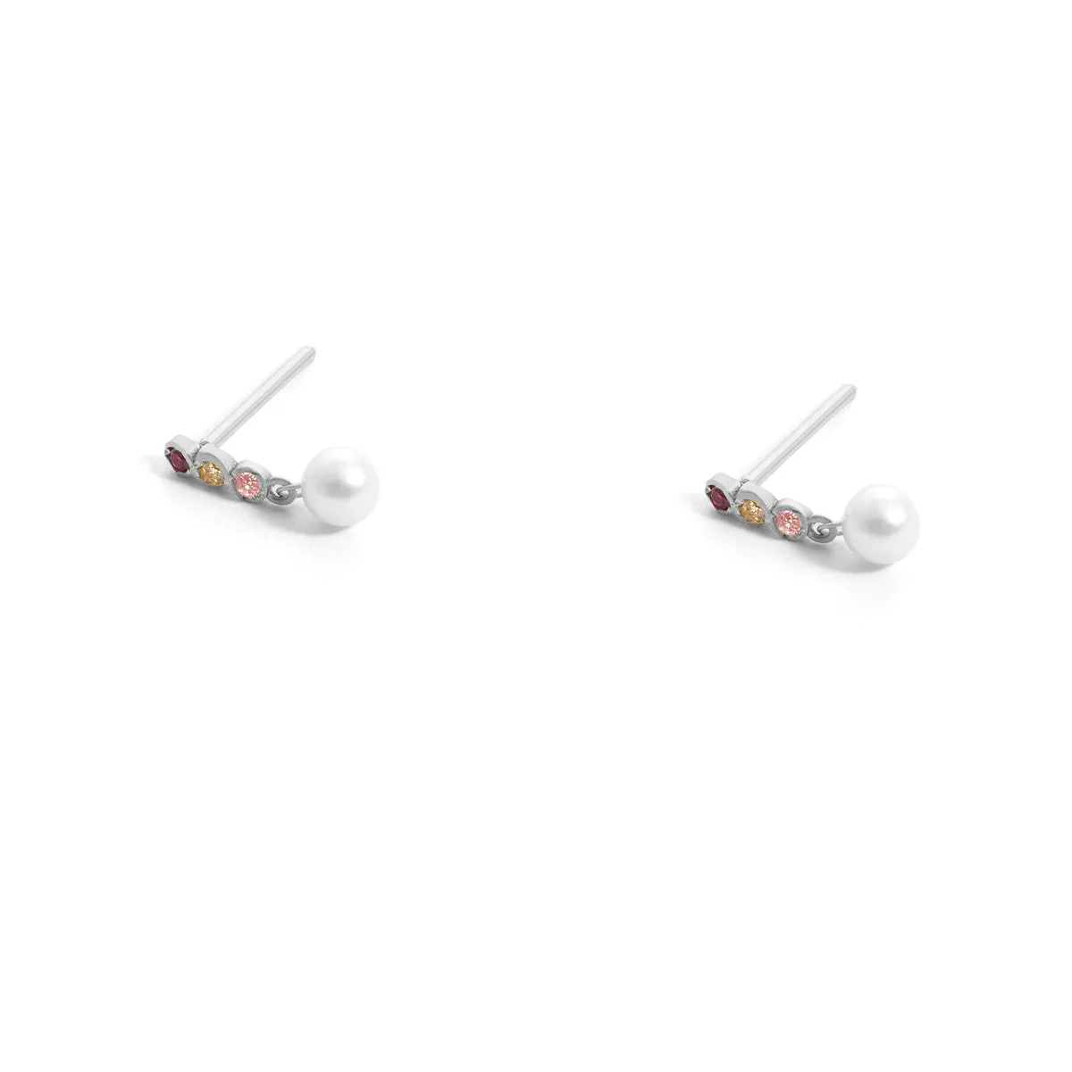 Pink Luna And Pearl Stud Earring