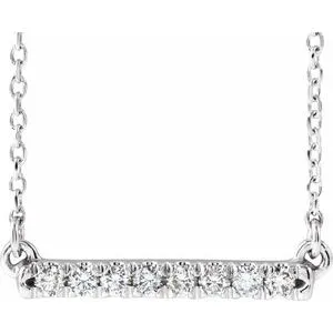 Platinum 1/8 CTW Natural Diamond French-Set Bar 18" Necklace