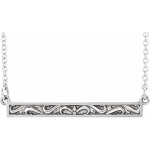 Platinum Sculptural-Inspired Bar 16-18" Necklace