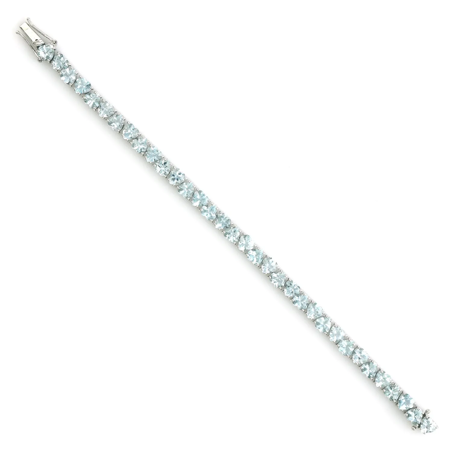 Prong Set Heart Shaped Aquamarine In 18k White Gold Fixed & Flexible Bracelet For Gift