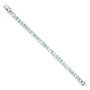 Prong Set Heart Shaped Aquamarine In 18k White Gold Fixed & Flexible Bracelet For Gift