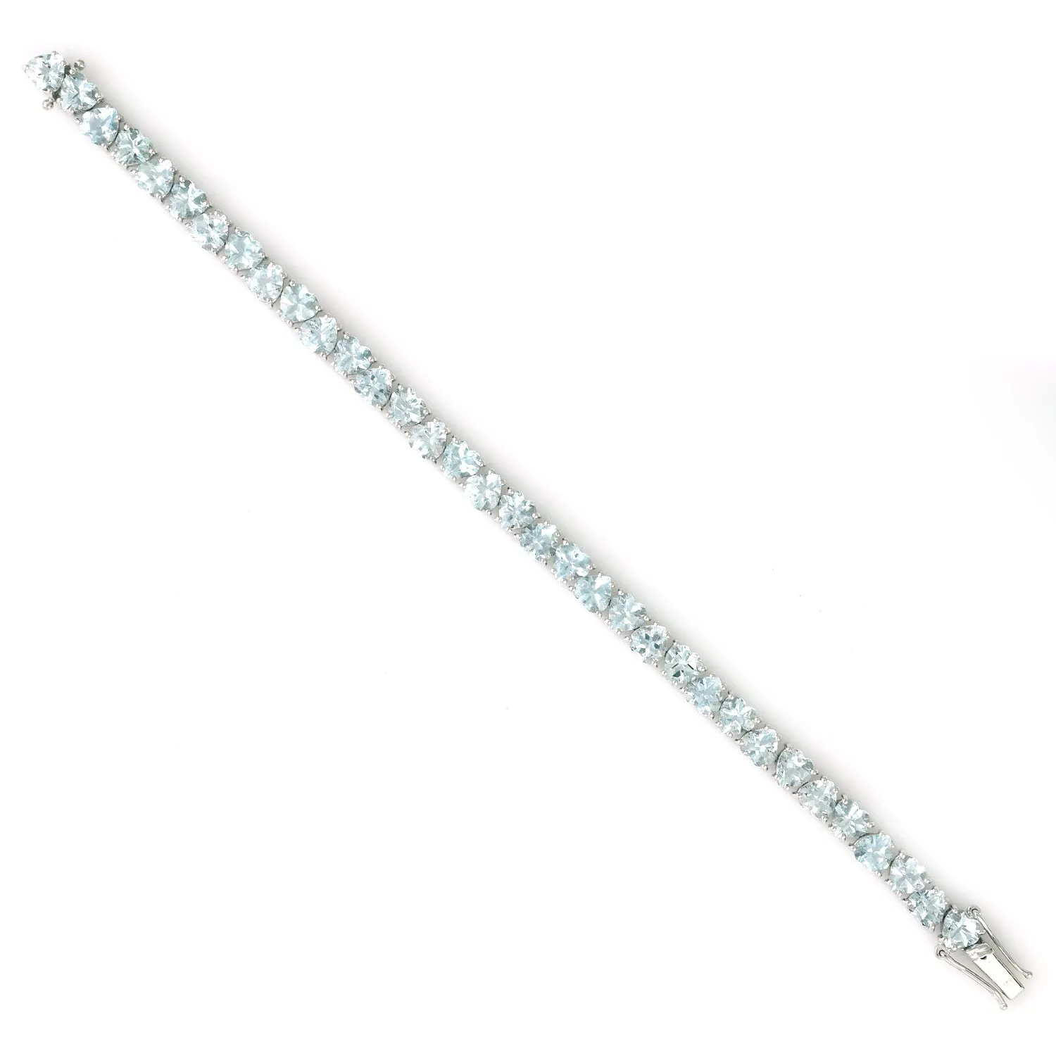 Prong Set Heart Shaped Aquamarine In 18k White Gold Fixed & Flexible Bracelet For Gift