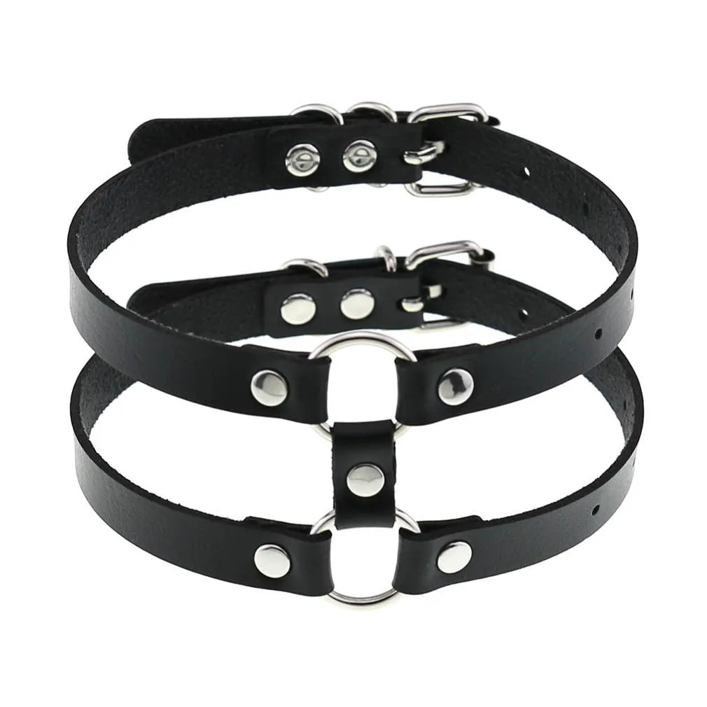 PU Leather Rivet Choker Chain Necklace