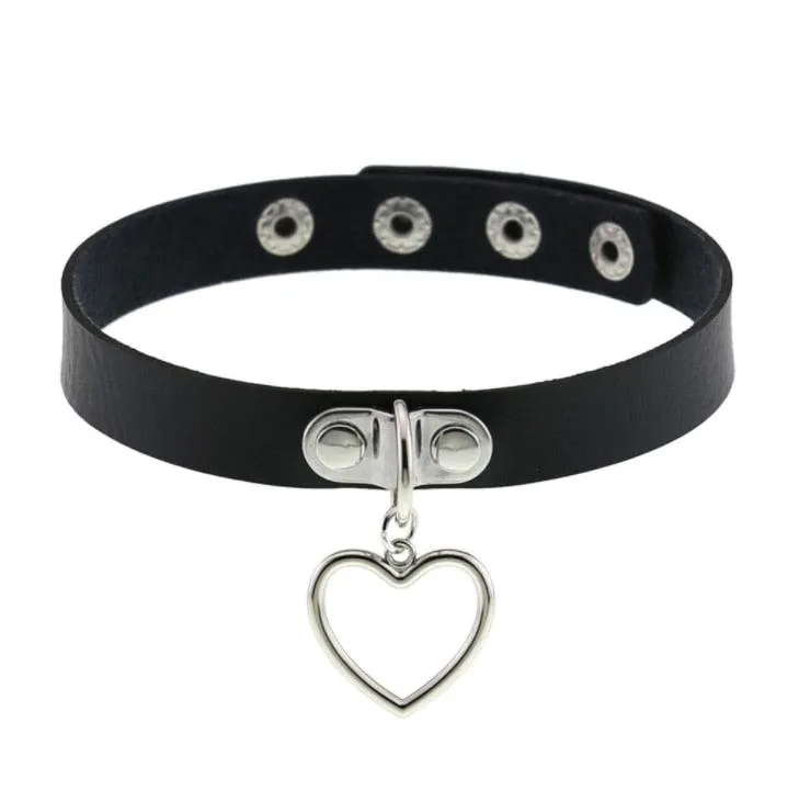 PU Leather Rivet Choker Chain Necklace