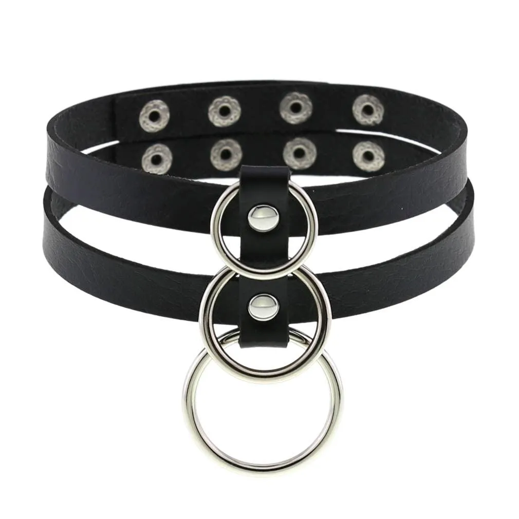 PU Leather Rivet Choker Chain Necklace