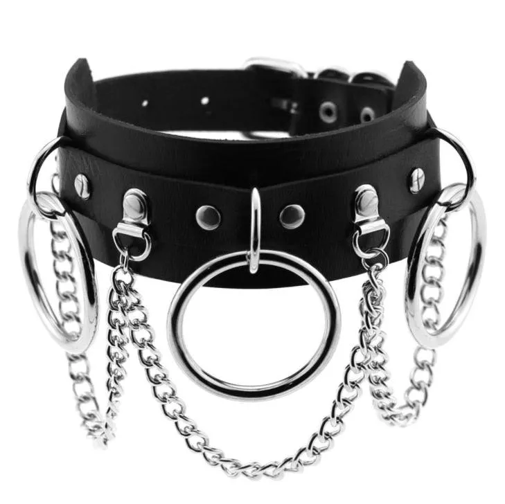 PU Leather Rivet Choker Chain Necklace