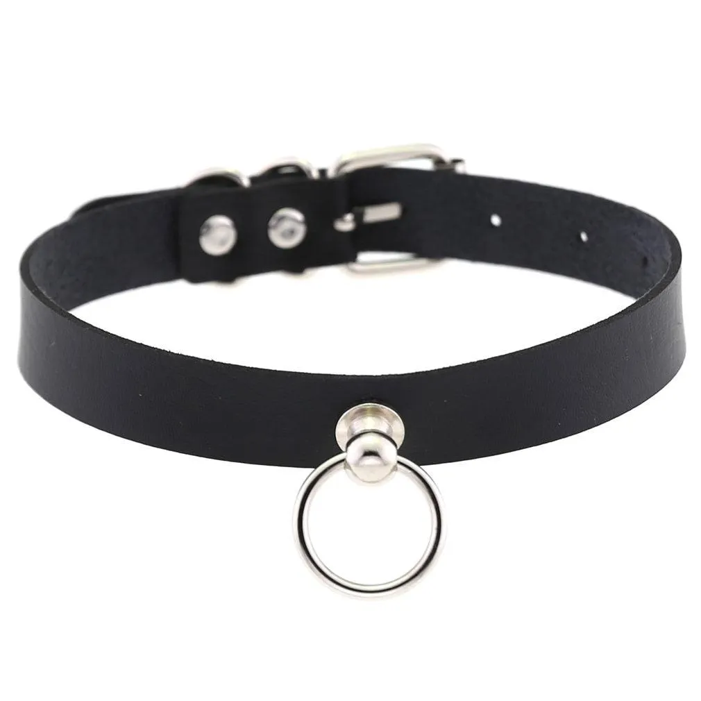 PU Leather Rivet Choker Chain Necklace
