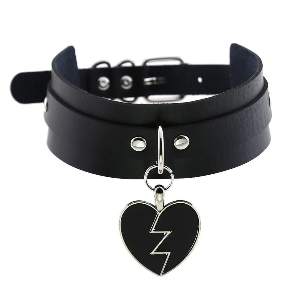 PU Leather Rivet Choker Chain Necklace