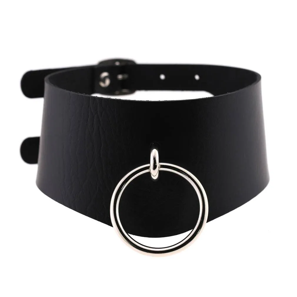 PU Leather Rivet Choker Chain Necklace