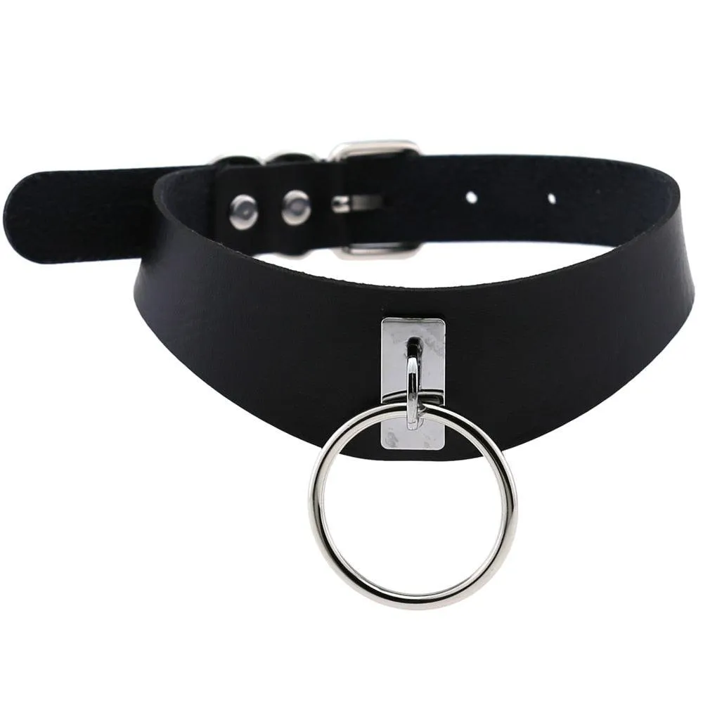 PU Leather Rivet Choker Chain Necklace