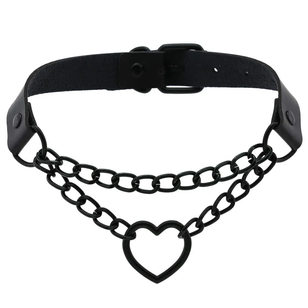 PU Leather Rivet Choker Chain Necklace