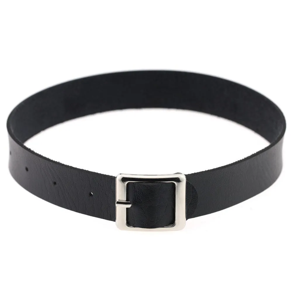 PU Leather Rivet Choker Chain Necklace