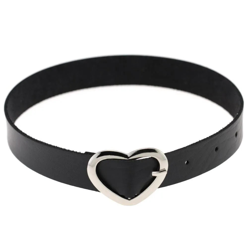 PU Leather Rivet Choker Chain Necklace
