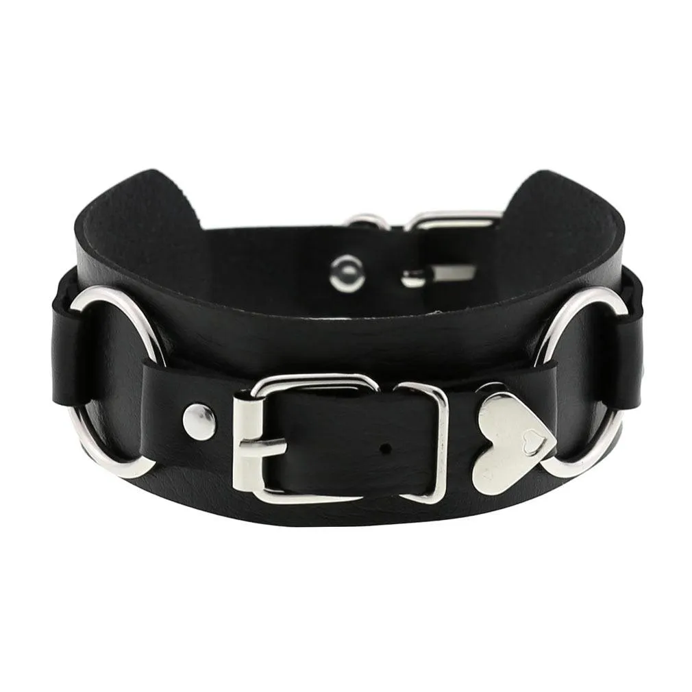 PU Leather Rivet Choker Chain Necklace