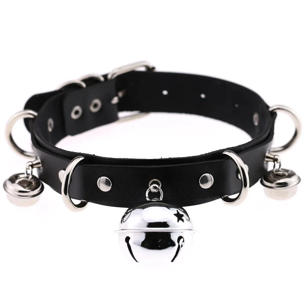 PU Leather Rivet Choker Chain Necklace