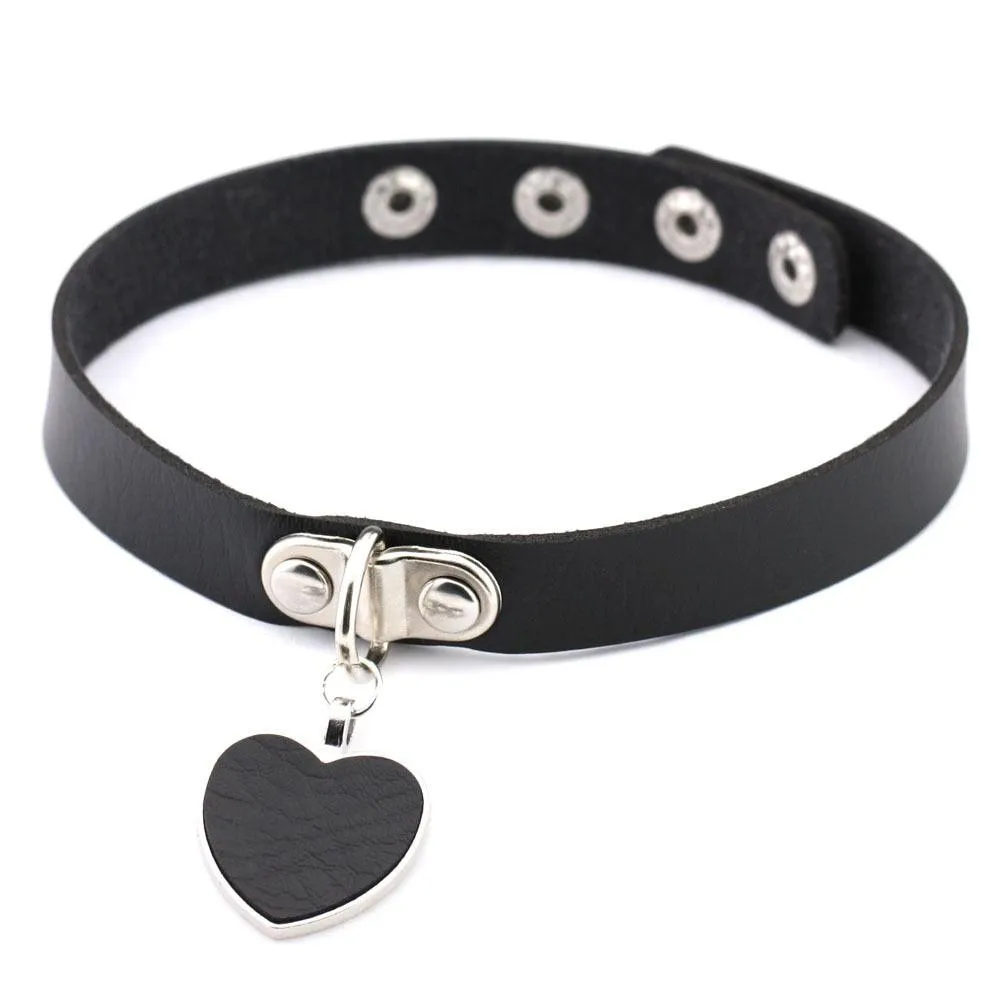 PU Leather Rivet Choker Chain Necklace