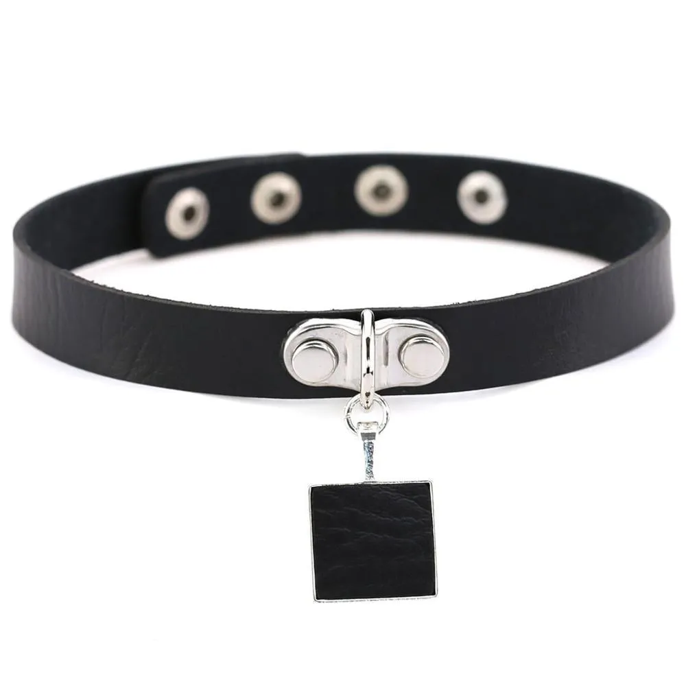 PU Leather Rivet Choker Chain Necklace