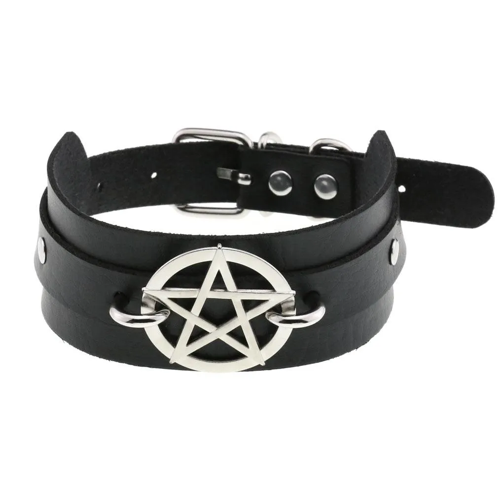 PU Leather Rivet Choker Chain Necklace