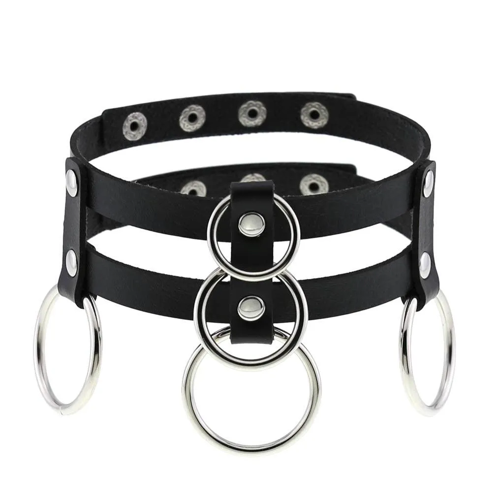 PU Leather Rivet Choker Chain Necklace