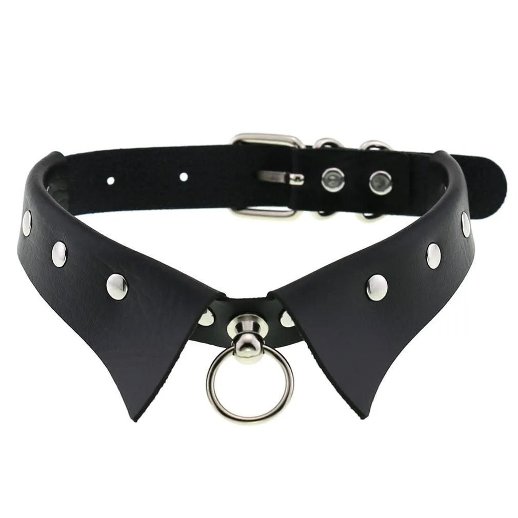 PU Leather Rivet Choker Chain Necklace