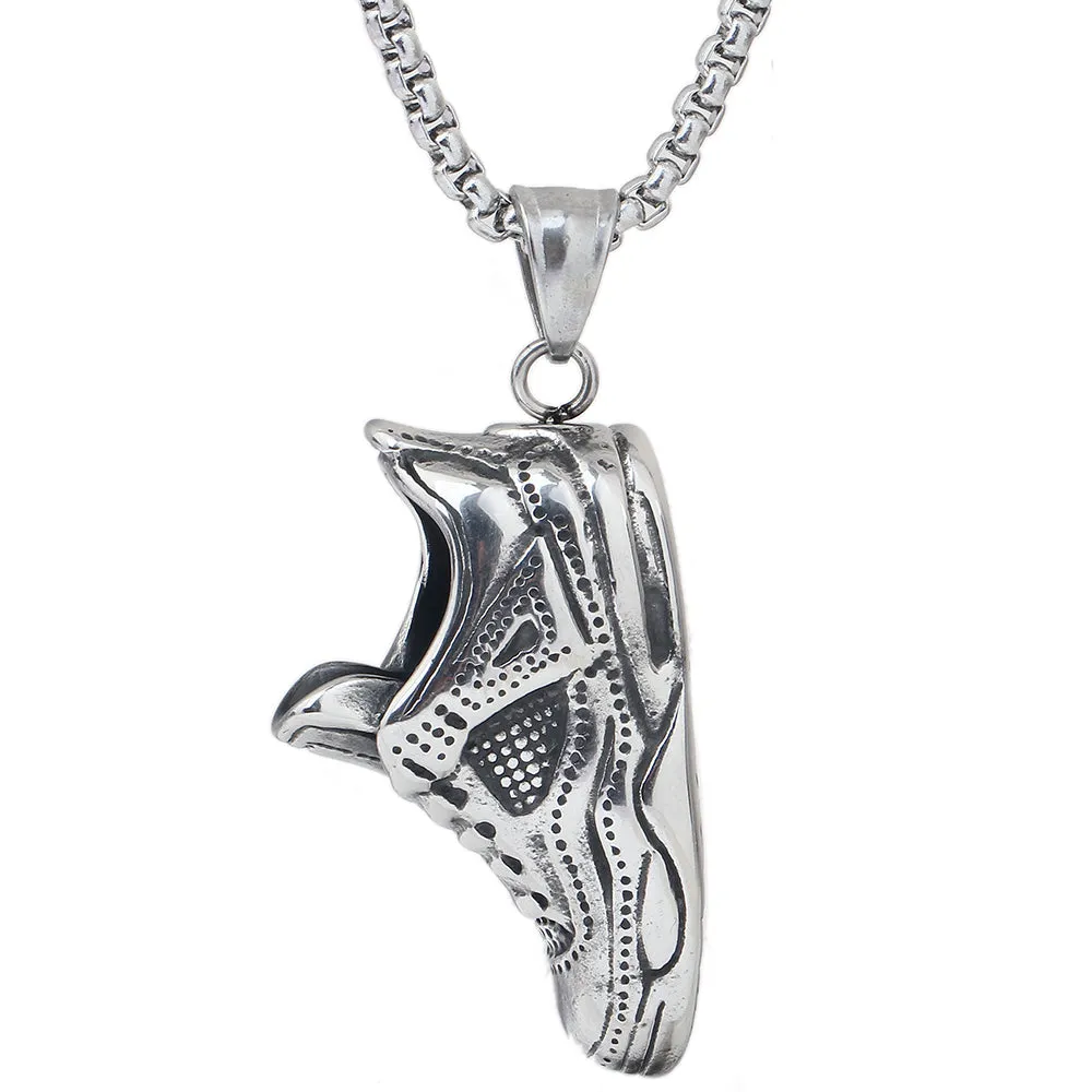 Punk Gothic Cool Titanium Stainless Steel Sports Shoes Shape Pendants Necklaces for Men Jewelry