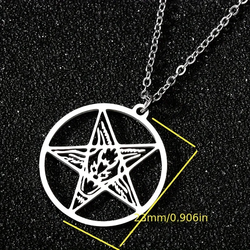 Punk Stainless Steel Pentagram Necklace Skull Halloween Gift