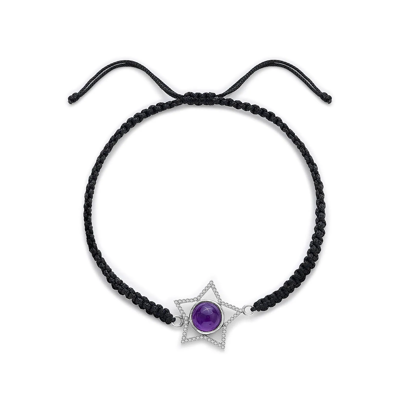 Pure Silver Blue Moon Star Black Thread Anklet