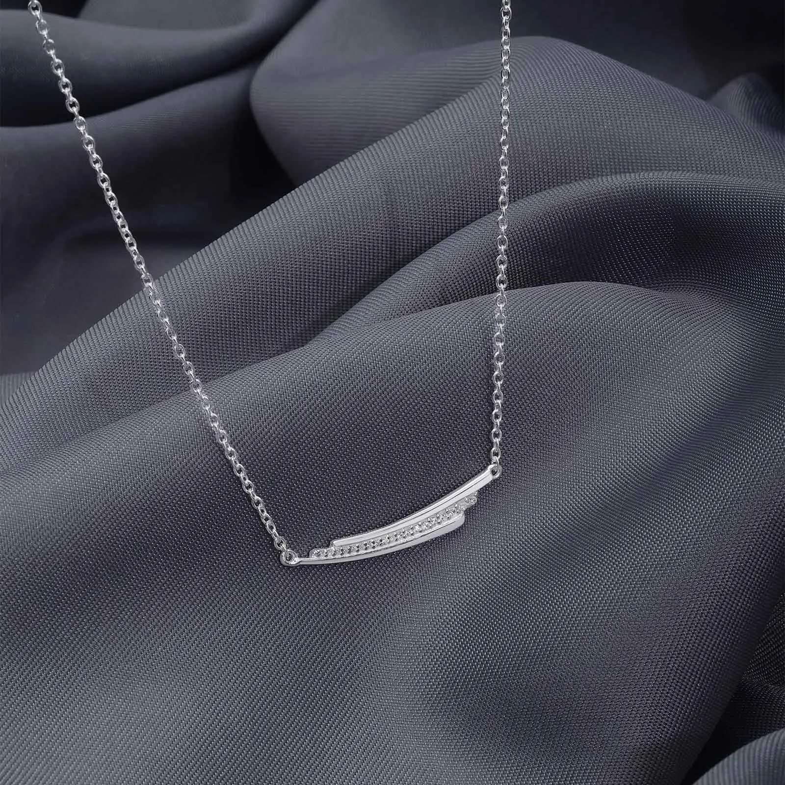 Pure Silver Necklace - Dazzling CZ layered Swing Design