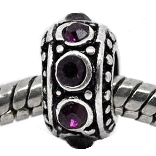 Purple Birthstone Spacer Bead Charm for european snake chain charm Bracelet