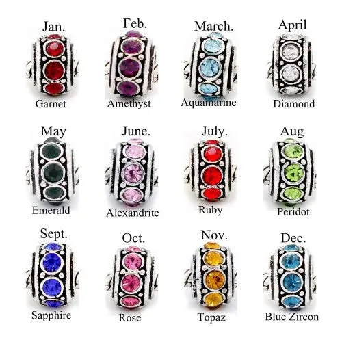 Purple Birthstone Spacer Bead Charm for european snake chain charm Bracelet