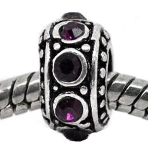 Purple Birthstone Spacer Bead Charm for european snake chain charm Bracelet