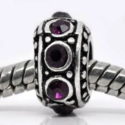Purple Birthstone Spacer Bead Charm for european snake chain charm Bracelet