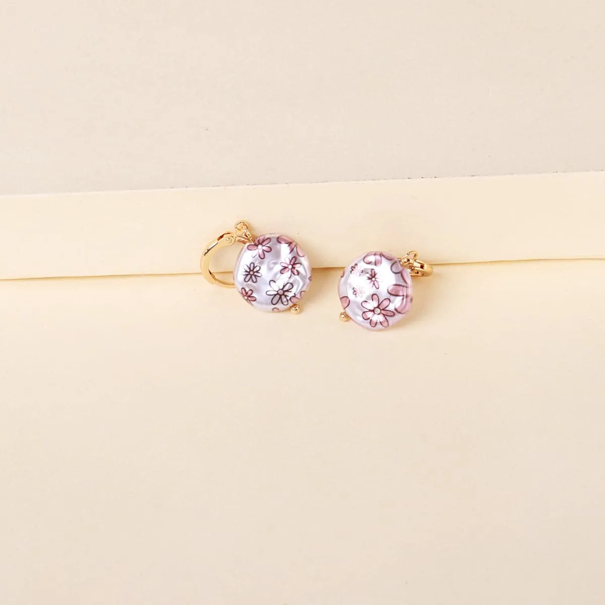 Purple Floral Pearl & 18K Gold-Plated Drop Earrings