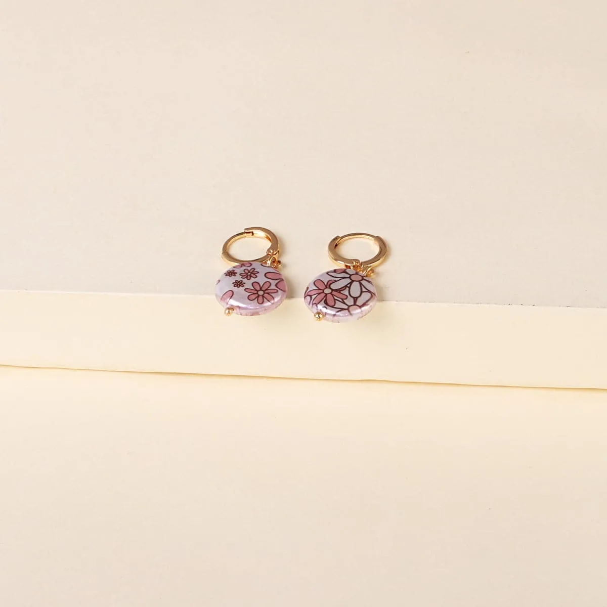 Purple Floral Pearl & 18K Gold-Plated Drop Earrings