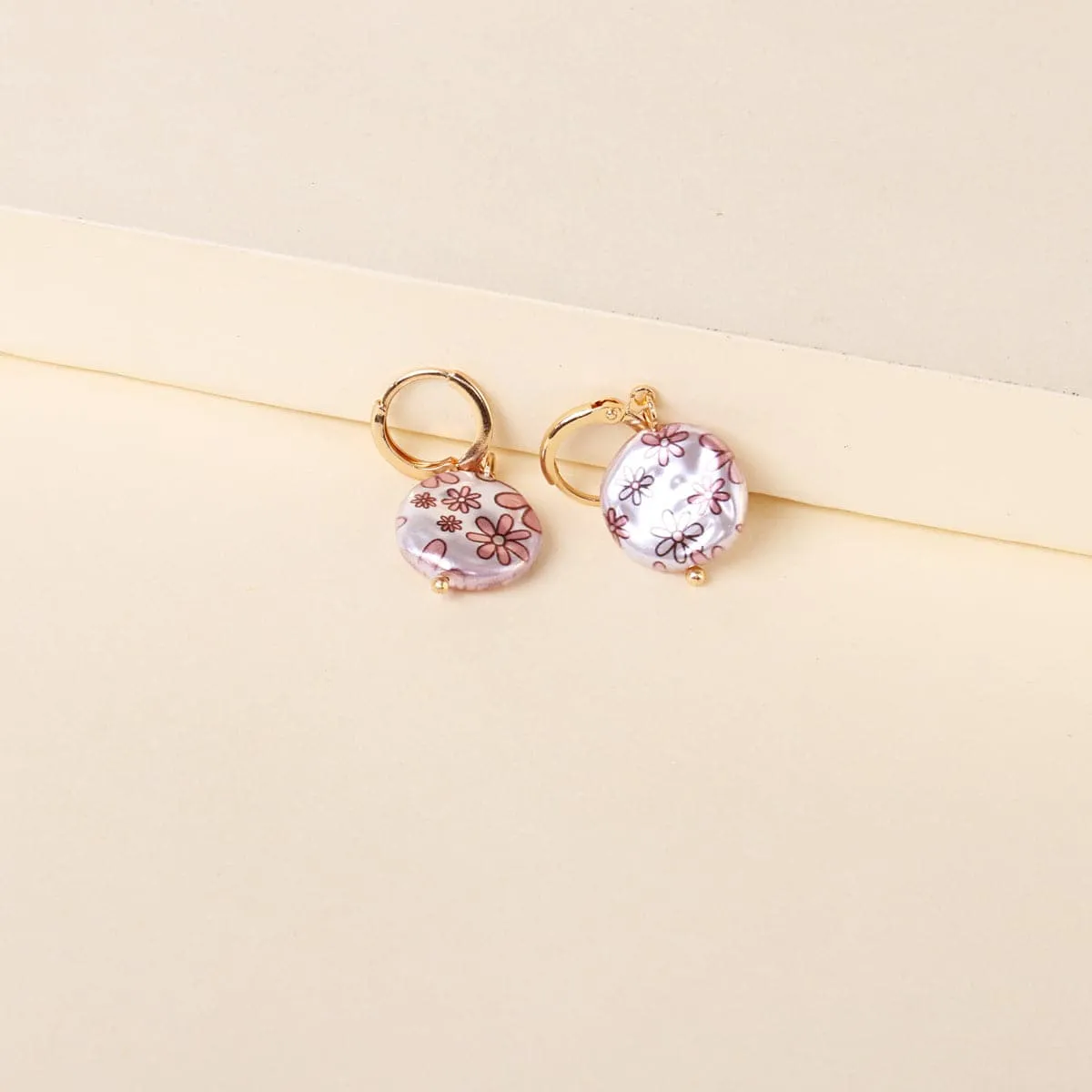 Purple Floral Pearl & 18K Gold-Plated Drop Earrings