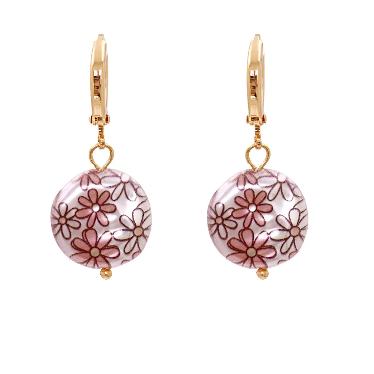 Purple Floral Pearl & 18K Gold-Plated Drop Earrings