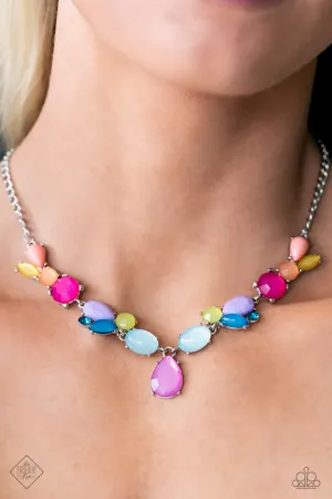Puzzled Production - Multi - Multi-Colored Bead Paparazzi Short Necklace - May 2023 Glimpses of Malibu