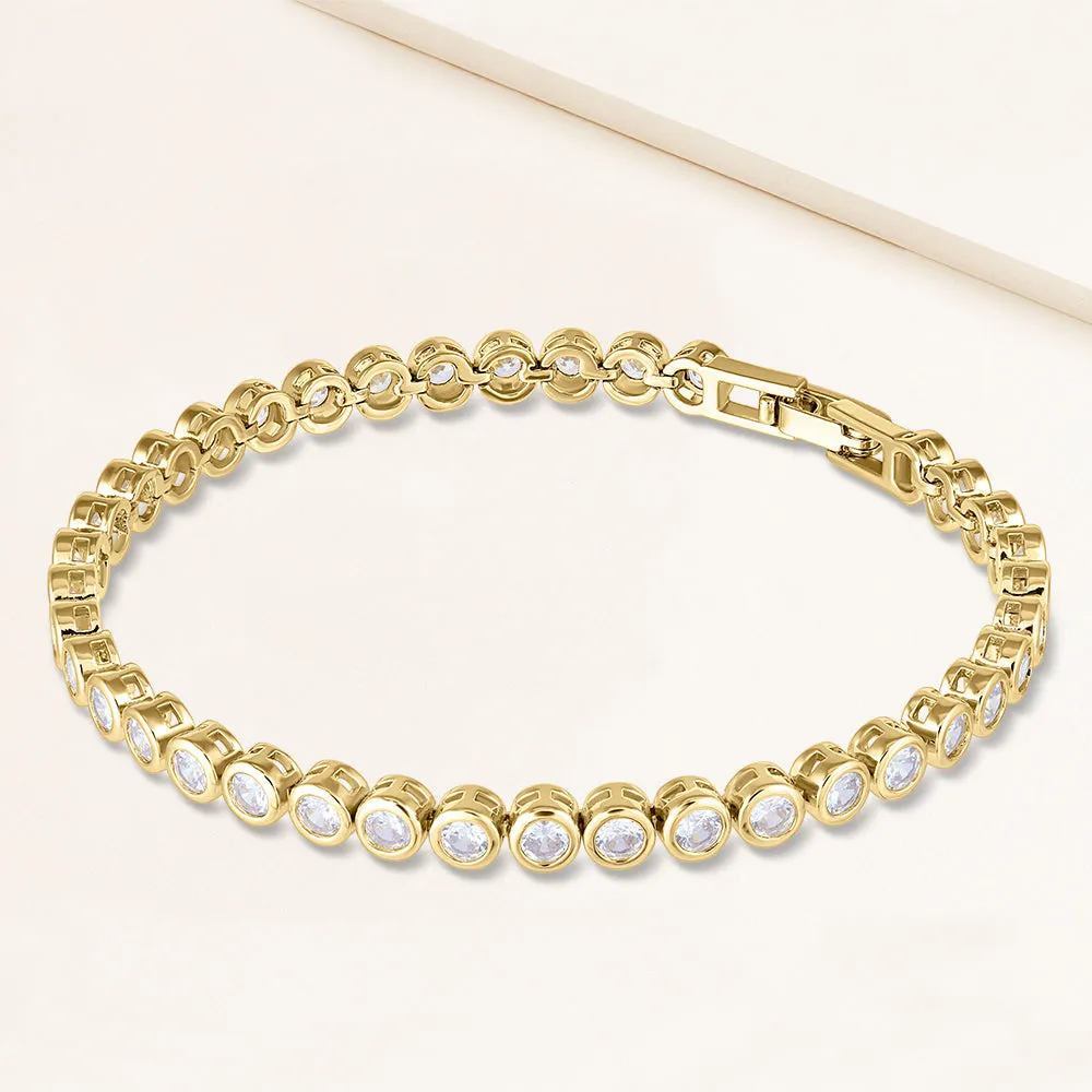 "Milestone Shine" 3.7CTW Round Cut Bezel Set Tennis Bracelet - Includes Extender