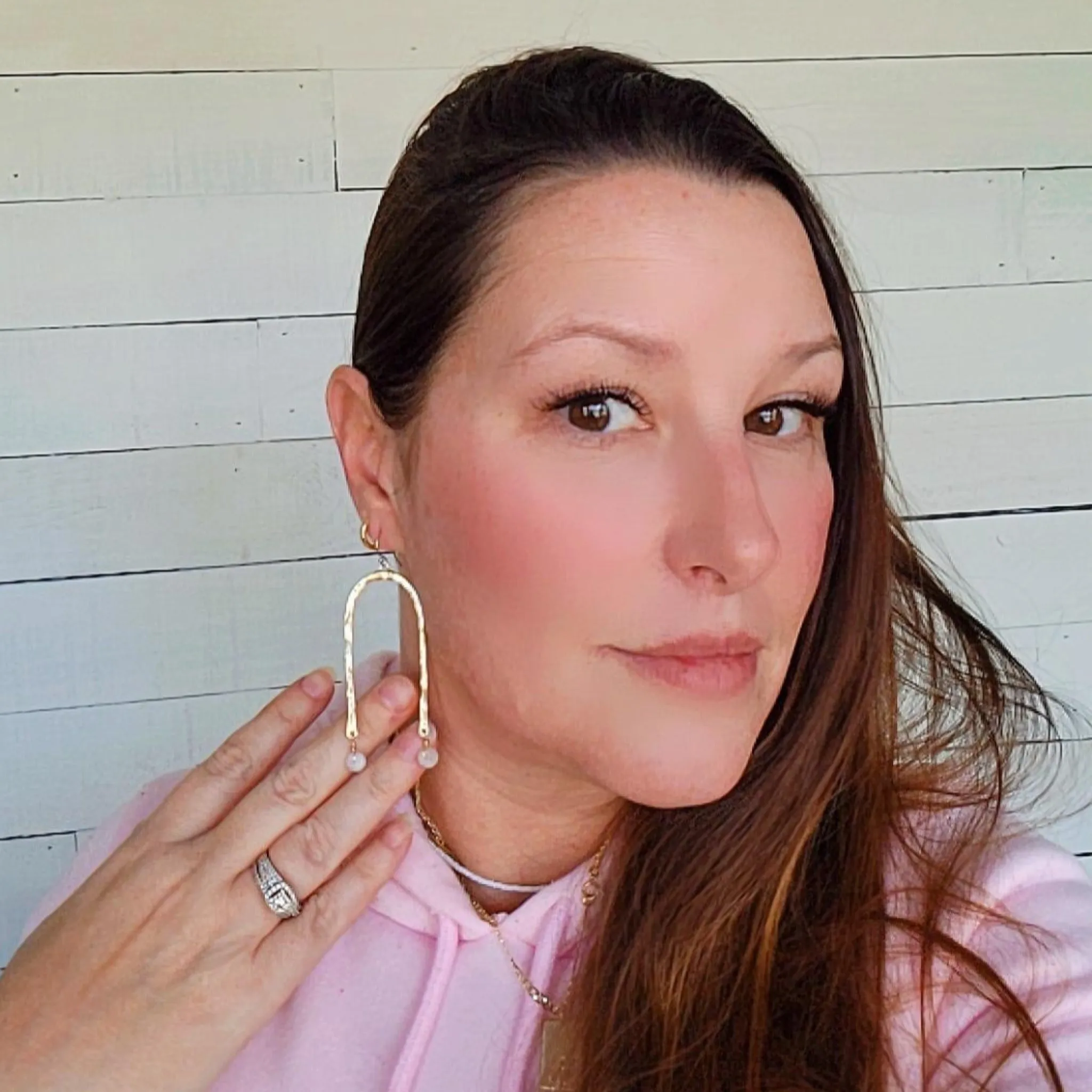 Rainbow and Stone Dangle Earrings - Large or Small - Sterling, Gold or Rose Gold