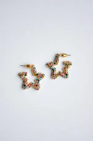 Rainbow Crystal Star Hoop Earrings