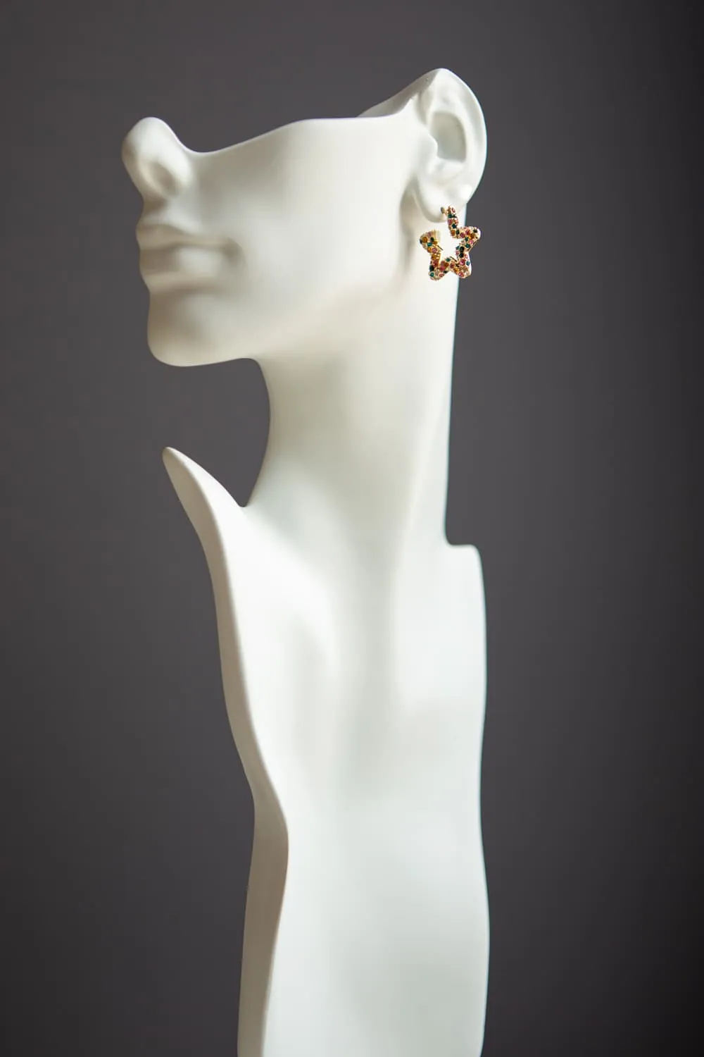Rainbow Crystal Star Hoop Earrings