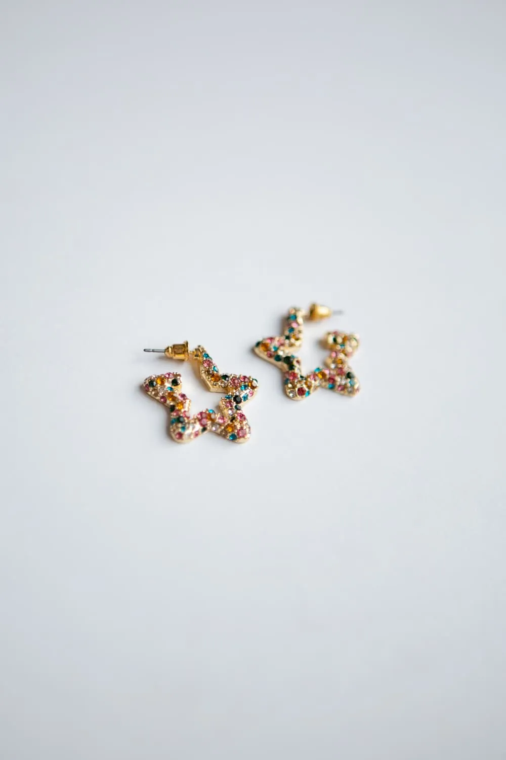 Rainbow Crystal Star Hoop Earrings