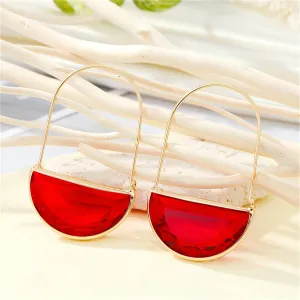 Red Crystal & 18K Gold-Plated Half-Round Hoop Earrings