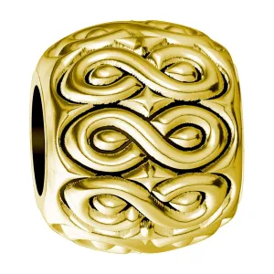 Repeating Infinity Symbol Charm Bracelet Bead in 14K Yellow gold
