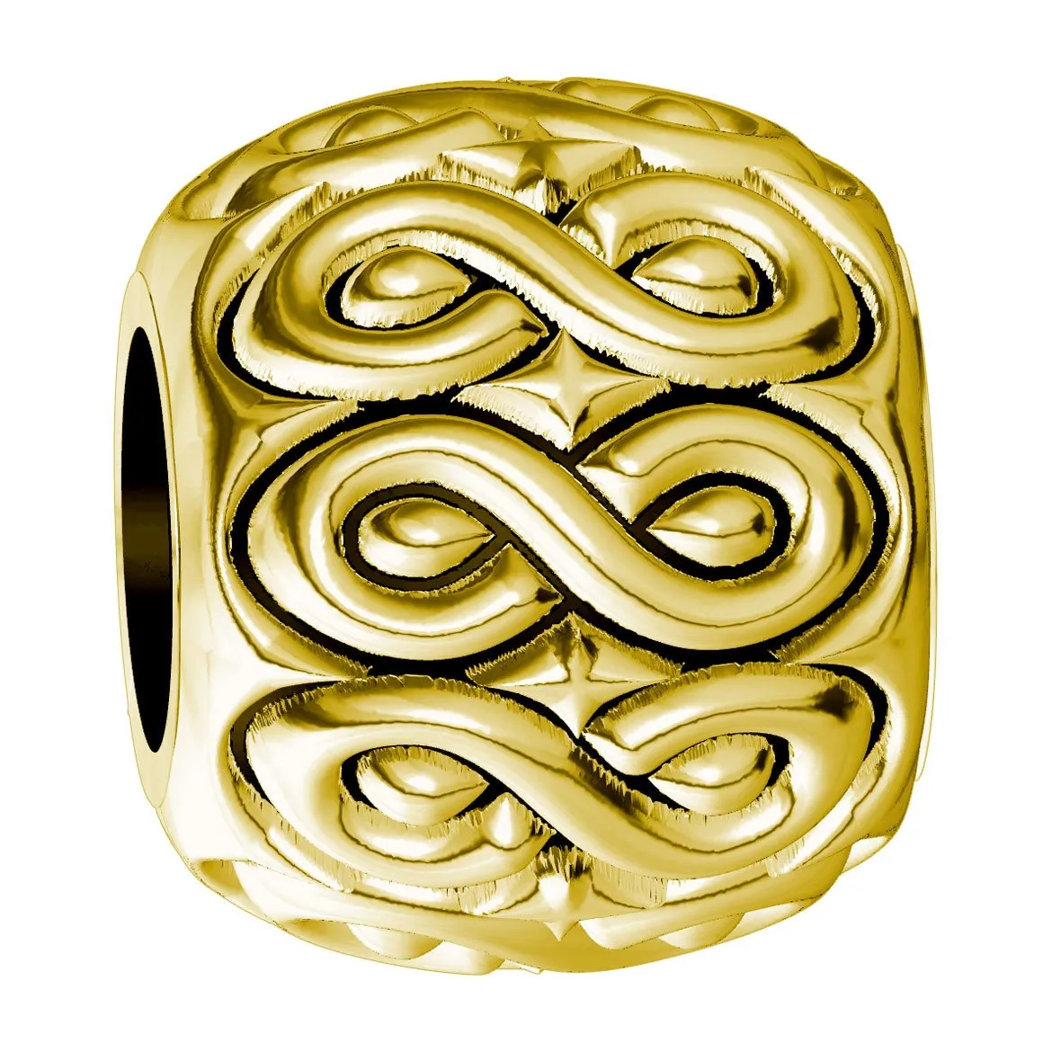 Repeating Infinity Symbol Charm Bracelet Bead in 14K Yellow gold