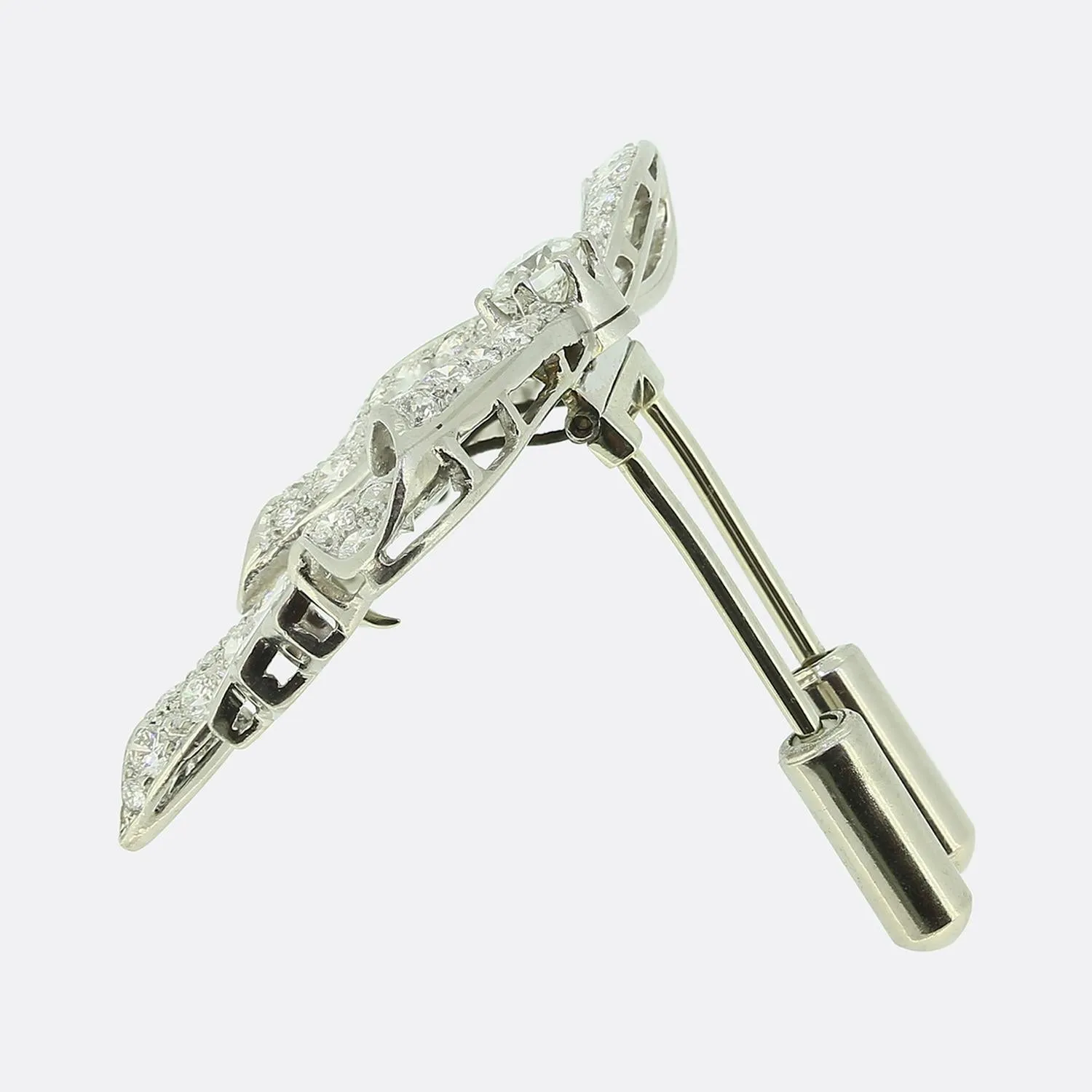 Retro Multi Diamond Ribbon Brooch