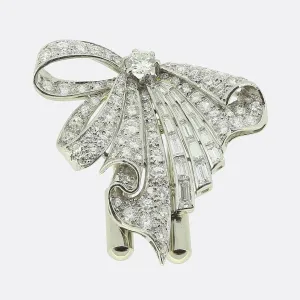 Retro Multi Diamond Ribbon Brooch