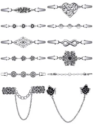 Retro Shirt Clips and Brooch Pins Set